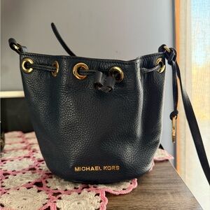 Michael Kors Black Pebbled Leather Bucket Bag